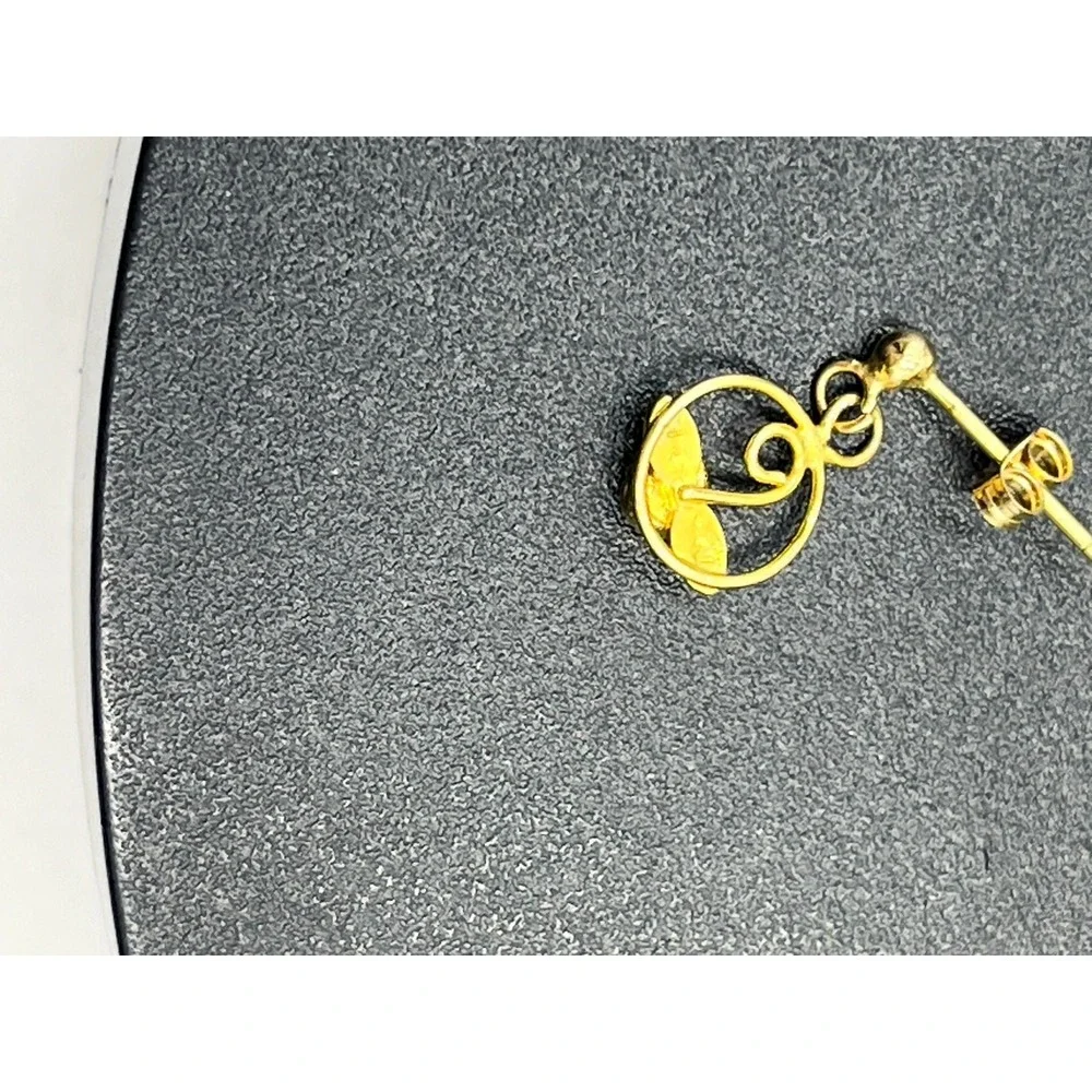 Black Hills Gold RGC 14K Vintage Marked Rose Flower Dangle Petite Earrings
